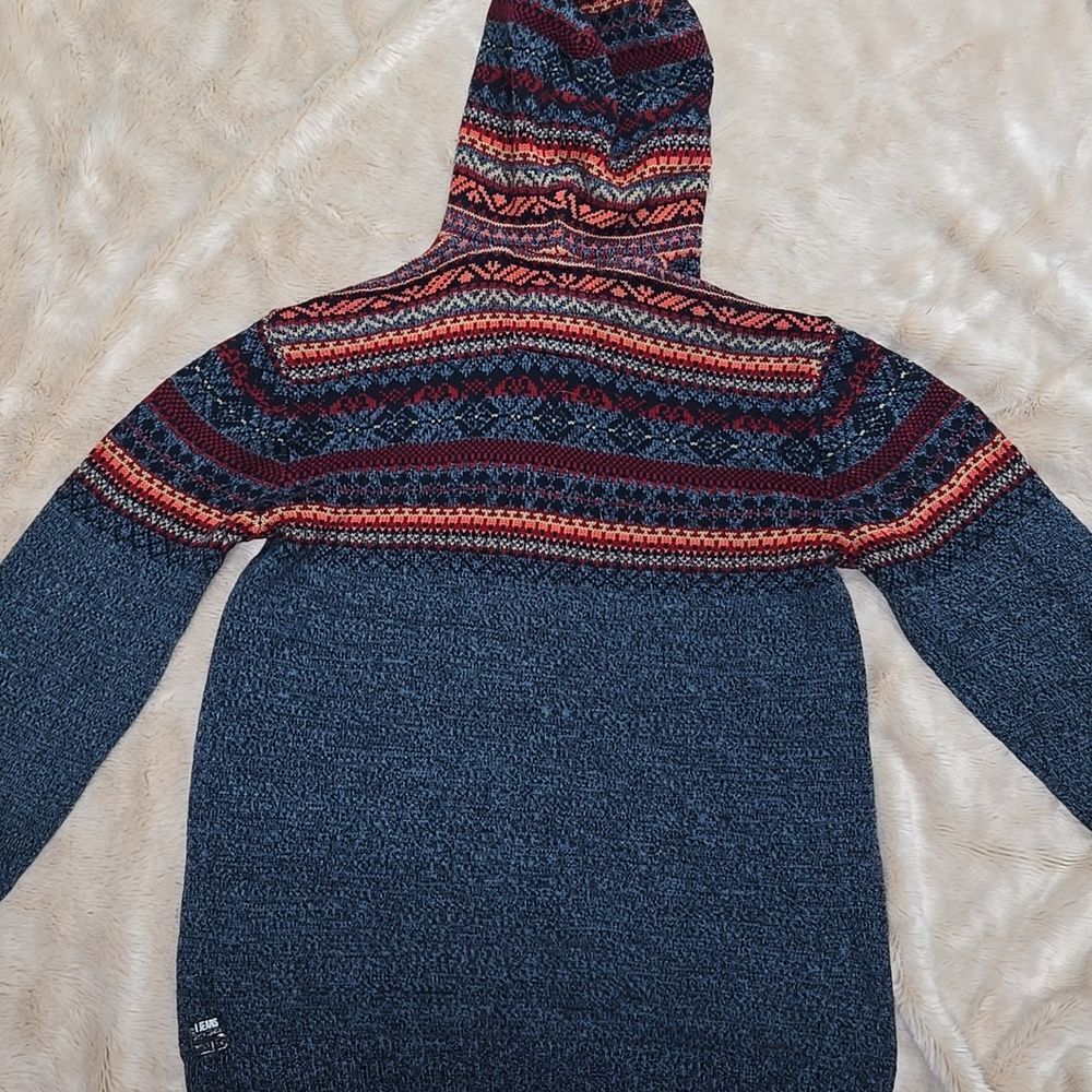 I JEANS BY BUFFALO BLUE FAIR ISLES CASUAL HOODED SWEATER - Picture 4 of 5
